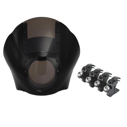 Green-L Quarter Fairing with 39mm Fork Mount Clamps Fit for Harley Sportster XL883 XL1200 Dyna Headlight Cowl Windshield Kit - color: Smoke Windshield, size: w/ 39mm Black Clamps