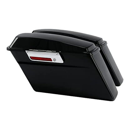 TCMT Hard Saddle bags Saddlebag Trunk Fits For Harley Touring Road King Road Street Glide Ultra Classic FLHT FLHR FLHX 1994-2013 - color: Vivid Black chrome Latches(No Liner)
