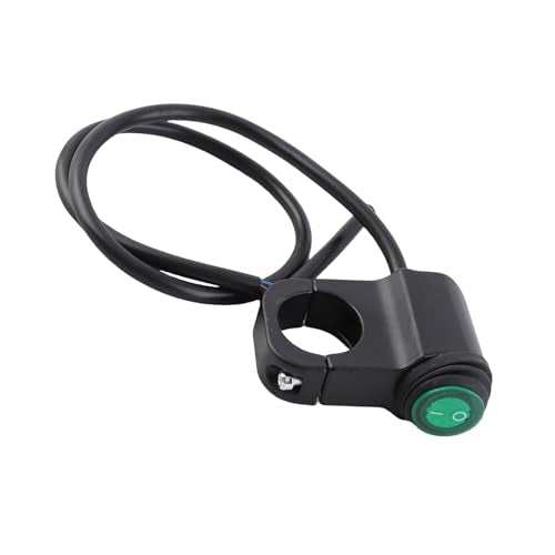 Qiilu 12V 1 1/8' Black Handlebar Switch, Push Button, Manual Operation, IP65 Waterproof