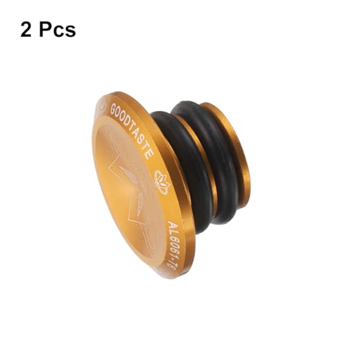 HARFINGTON Bar End Plugs Aluminum Handlebar End Caps Bike Plugs with Matching Rings for MTB Road BMX Fixed Gear Bike, Gold - color: Gold