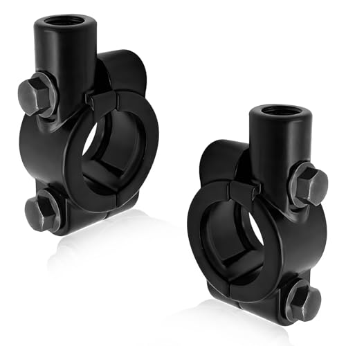 2 PCS Motorcycle Handlebar Mirror Mount Holder, 10mm Thread Mirror Clamp Adaptor Fits 7/8" Handlebar, Aluminum Rearview Mirrors Holder for Motorcycles ATVs Scooters Bikes (Black) - color: Black, 10mm