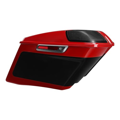 HR3 Billiard Red/Vivid Black 4" Stretched Hard Saddlebags w/Speaker Lids Compatible with 2021 Road Glide Special FLTRXS (Replace for OEM) - color: Billiard Red / Vivid Black