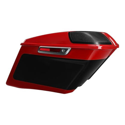 HR3 Billiard Red/Vivid Black 4" Stretched Hard Saddlebags w/Speaker Lids Compatible with 2021 Road Glide Special FLTRXS (Replace for OEM) - color: Billiard Red / Vivid Black