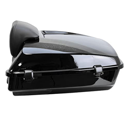 YHMOTO Razor Tour Luggage Trunk W/Backrest & Luggage Rack for Harley Touring Road King FLHR Street CVO Electra Glide 2014-2026 (Razor Tour Trunk with Backrest+Black Mounting Rack) - color: Black