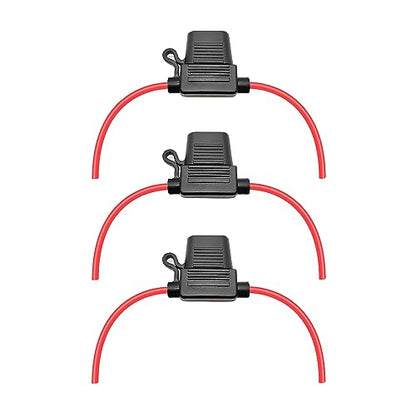 VANTRONIK Waterproof Medium Inline Fuse Holder with 12 Gauge AWG Wire 12 Inches Long, Fit for ATO ATC Standard Blade Car Fuse in Vehicle/Boat/RV/Tractor, 3 Pack