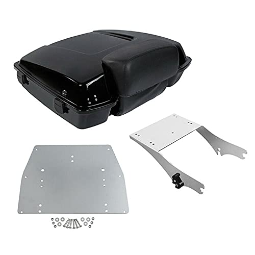 TCMT 5.5" Razor Motorcycle Trunk Backrest Pad Mount Rack Metal Base Plate Fit For Harley Touring 1997-2008 Touring Road King Electra Glide Road Glide Pack - color: Black Lacthes Trunk, size: Set D Chrome Rack