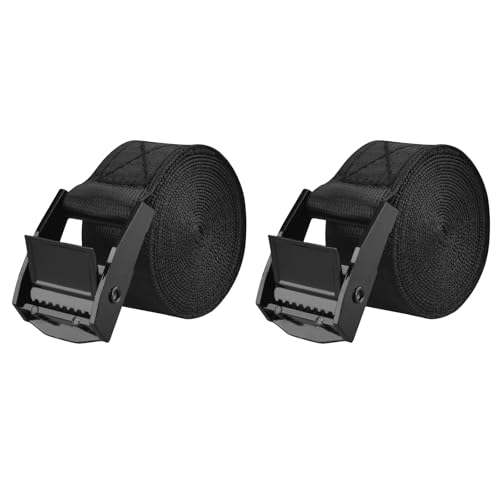 TRIWONDER Cinch Tie Down Strap Lashing Straps Heavy Duty Nylon Straps with Cam Buckles for Cargo, Trucks, Boat, Motorcycle,SUP, Kayak, Canoe, Trailer (01# Black - 2 Packs, 1.64 FT) - color: 01# Black - 2 Packs, size: 1" x 1'