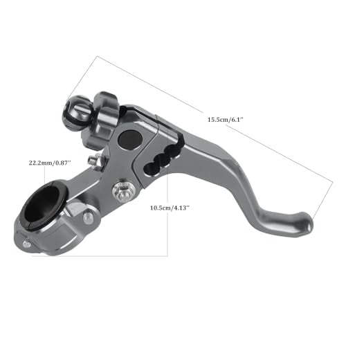 7/8‘’ 22mm Universal Motorcycle CNC Short Stunt Clutch Lever Aluminum Alloy Clutch Handlebar Compatible with Most Motorcycles Dirt Bike-Titanium - color: Titanium