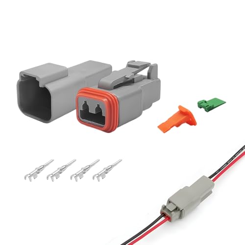 DT 2 Pin Connector Kit, 16 AWG Automotive Waterproof Electrical Plug 2 Way Male Female Socket, DT04-2P DT06-2S Connectors with Crimp Wire Terminals for Car Truck Motorcycle - color: 2 Pin