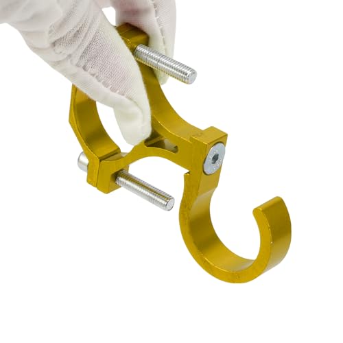 Motoforti Universal Motorcycle Hanging Hook Arc Motorcycle Helmet Luggage Bag Holder Hanger for Scooters Bicycles Aluminum Alloy Golden Yellow 1 Set