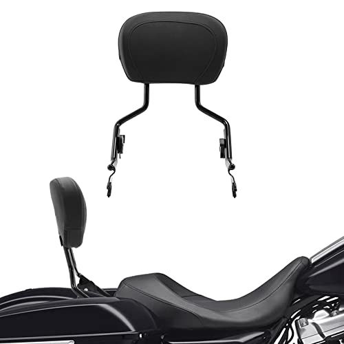 TCT-MOTORPARTS Sissy Bar Upright Passenger Backrest Pad Fits for Harley Touring Street Road Glide 2009-2025 - color: Black