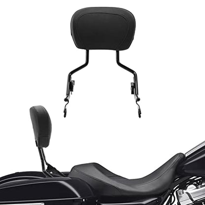 TCT-MOTORPARTS Sissy Bar Upright Passenger Backrest Pad Fits for Harley Touring Street Road Glide 2009-2025 - color: Black