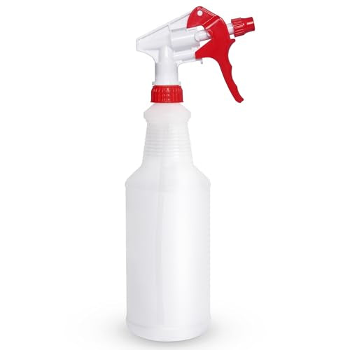 BRIGHTFROM 32 OZ Empty Plastic Spray Bottle, Heavy Duty with Adjustable Spray Nozzle, Chemical Resistant, All Purpose, Professional for Cleaning, Planting & Chemical Solutions