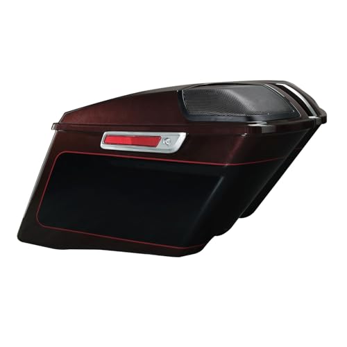 HR3 Midnight Crimson/Vivid Black 4" Stretched Hard Saddlebags w/Speaker Lids Compatible with 2022 Street Glide Special FLHXS (Replace for OEM) - color: Midnight Crimson / Vivid Black