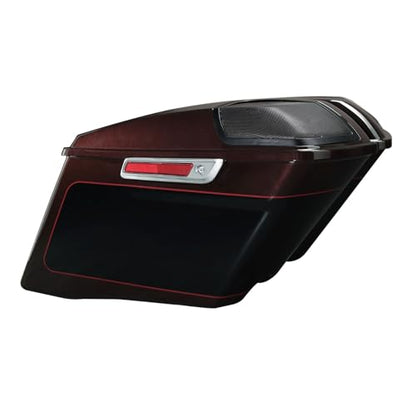 HR3 Midnight Crimson/Vivid Black 4" Stretched Hard Saddlebags w/Speaker Lids Compatible with 2022 Street Glide Special FLHXS (Replace for OEM) - color: Midnight Crimson / Vivid Black
