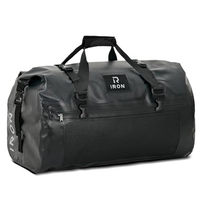 IRON JIA'S Motorcycle Dry Bag - Waterproof Duffle & Luggage Tail Bag Saddle Bags with Roll Top Closure, Shoulder Straps, Inner Pocket and Mesh Pocket (Black, 30L) - color: Black, size: 30L