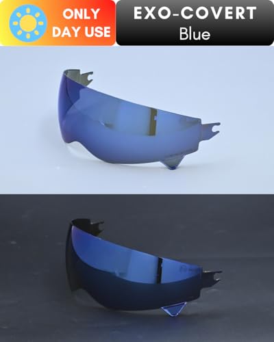 Compatible with EXO Covert Visor Replacement Motorcycle Helmet Visor Sun Protection Anti-Scratch, Universal(Blue) - color: Blue