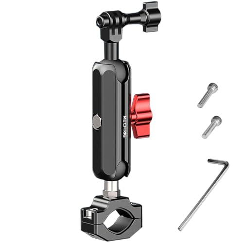 Camera Clamp Mount, Super Camera Clamp Mount Double Ball Head Magic Arm Adapter with U-Shaped for Motorcycle Handlebar Mounts & Aluminum Alloy Bike Handlebar Bracket - 360° Rotating, 78003 - size: Large(21-32mm)