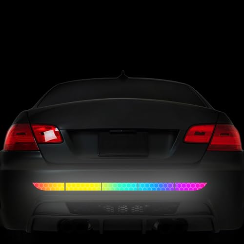 5pcs/Set Reflective Stickers High Intensity Night Visibility Safety Warning Sign Reflective Tape Stickers for Cars Trucks Helmets Skateboard Motorcycle Bumper Sticker 35.83x1.57in (Rainbow) - color: Rainbow