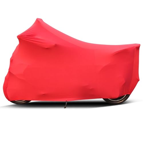 Elastic Fabric Motorcycle Covers UV Protector Cover Universal Motor Scooter Bike Dustproof Indoor Outdoor(Red,2XL for 211-220cm) - color: Red, size: 2XL for 211-220cm