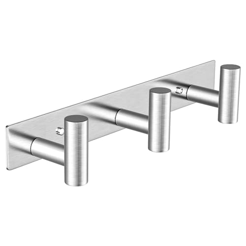 Wall Mounted Coat Rack-3 Hooks, Heavy Duty Stainless Steel Wall Hooks for Towel Coat Bag, Hat Rack Coat Hanger Coat Hooks Towel Racks for Bathroom Entryway Kitchen Office (Silver, 1 Pack) - color: Silver, size: "T" Shape 3 Hooks - 1 Pack