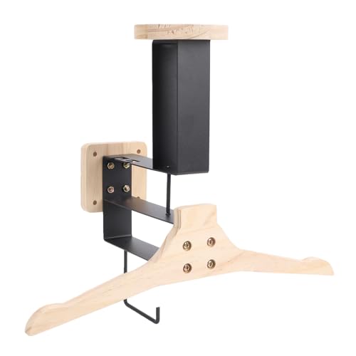 Motorcycle Helmet Holder, Wall Mount Storage Rack for Riding Gear with Solid Wood Iron Design, Space Saving Multifunctional Hanger for Helmets Clothes Gloves