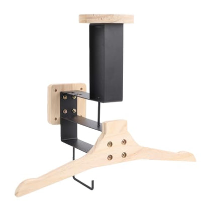 Motorcycle Helmet Holder, Wall Mount Storage Rack for Riding Gear with Solid Wood Iron Design, Space Saving Multifunctional Hanger for Helmets Clothes Gloves