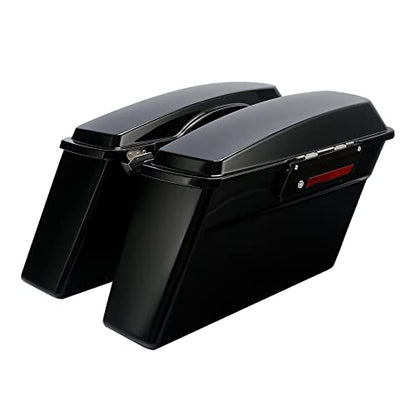 SLMOTO Black Hard Saddlebag Fit For Harley Touring Road King, Road Glide, Street Glide, Electra Glide, Ultra-Classic FLT, FLHT, FLHTCU, FLHRC 94-13 - color: Vivid Black + Black Latches