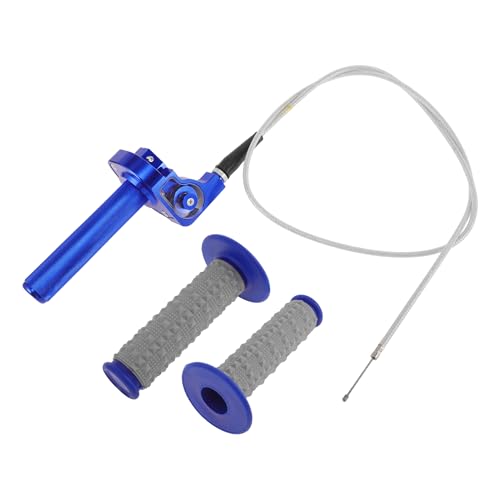 22mm Throttle Grip with 120cm White Throttle Cable 1 Pair of Bullet-Shaped Blue Handle Sleeves Plastic Aluminum Alloy Motorcycle Throttle Grip Blue - color: Blue