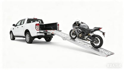 1Pc 7.5FT Aluminum Folding Loading Ramp, Pickup Trucks Bed Trailers Ramps for Load Dirt Bike UTV ATV Lawn Mowers Cargo 90" Lx11 W, 750 lbs Capacity