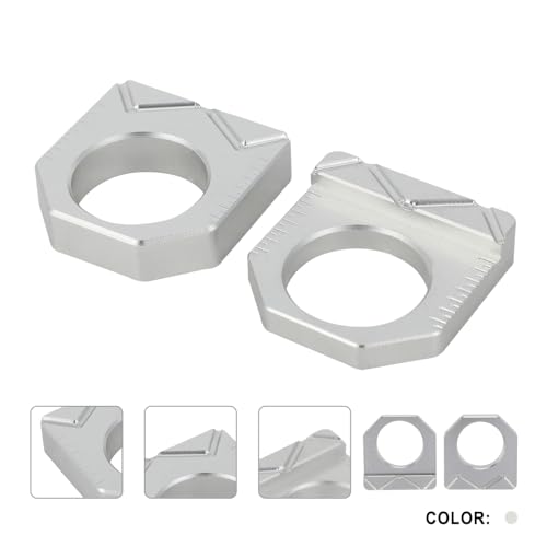 Dirt Bike Rear Axle Block CNC Motorcycle Chain Tensioner Adjuster for KX450F 16-18 KX250F 17-19 KX250 KX450 19-24 KX250X KX450X 22-24 Silver - color: silver