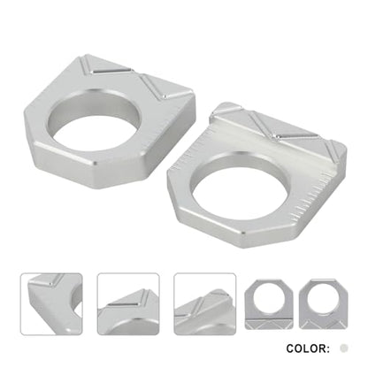 Dirt Bike Rear Axle Block CNC Motorcycle Chain Tensioner Adjuster for KX450F 16-18 KX250F 17-19 KX250 KX450 19-24 KX250X KX450X 22-24 Silver - color: silver