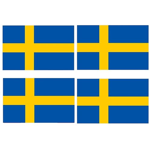 4 PCS Flag Stickers - Sweden Flag Stickers Decals for Cup Computer Laptop Car Bumper Window Helmet Musical Instrument with Smooth Surface - size: Sweden