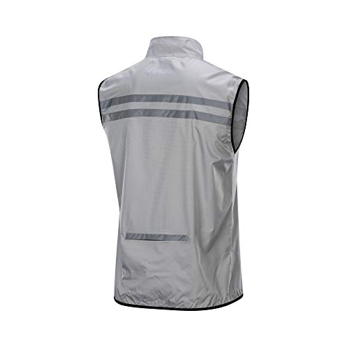 bpbtti Men's Hi-Viz Safety Running Cycling Vest Sleeveless Windbreaker vests- Windproof and Reflective - color: Grey, size: Large