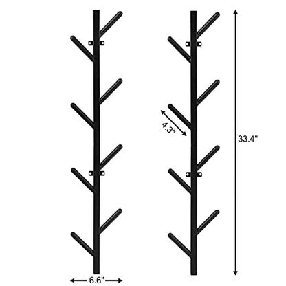 Modern Heavy Duty Coat Hanger Set of 2 - Wall Mount Hat Rack for Cowboy Hats, Baseball Caps & Jackets - Black Metal Coat Stand