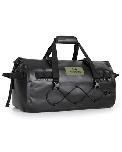 Marscamd Waterproof Motorcycle Dry Bag, Tail Saddle Luggage with 4 Quick-Release Mounting Straps, Roll-Top Closure, Travel Duffel for Motorcycling, Camping, Road trips (Black, 30L)