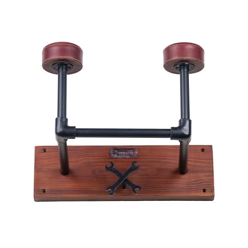 Trip Machine Company Motorcycle Helmet Holder | Jacket Hanger for Coat, Keys, Hats | Motorcycle Accessory | Solid Wood & Cast Iron Wall Mount | Multi Purpose Organizer Hook for Home, Office, Garrage