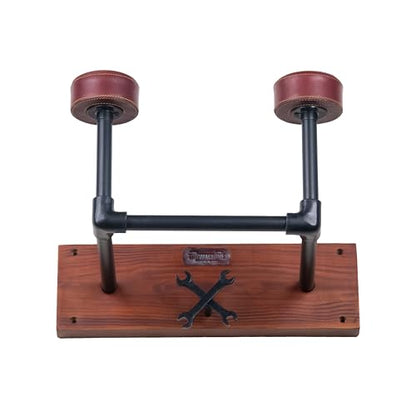 Trip Machine Company Motorcycle Helmet Holder | Jacket Hanger for Coat, Keys, Hats | Motorcycle Accessory | Solid Wood & Cast Iron Wall Mount | Multi Purpose Organizer Hook for Home, Office, Garrage