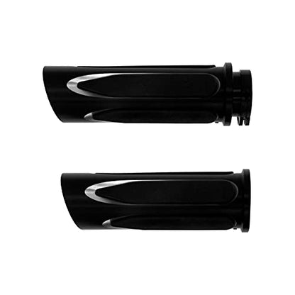Motorcycle 1" Hand Grips Handlebar Grips Cable Throttle Fit for Harley Touring Street Glide Road King Road Glide Electra Glide Dyna Softail - color: #3 Black&Chrome