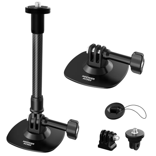 NEEWER Flexible Helmet Mount with Extension Pole Compatible with Insta 360 GoPro DJI, Adhesive Action Camera Holder Base Adapter for POV Video Recording Live Streaming, for 1/4" Accessories, AC060 - style: AC060