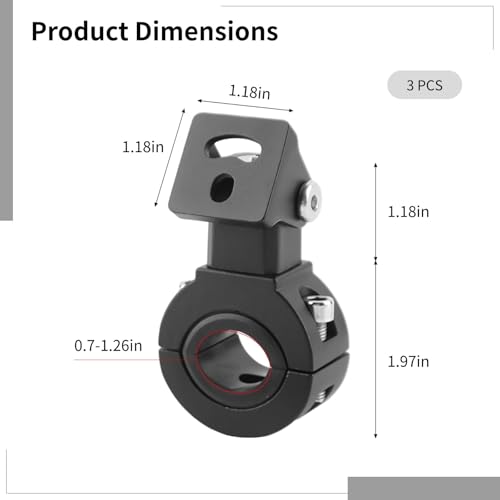 2 Pcs Motorcycle Driving Light Mount Bracket, Universal Adjustable LED Bar Clamp, 0.7 to 1.3 in Tube Fitment, Long-Lasting No-Drill Aluminum Alloy for ATV UTV Vehicle