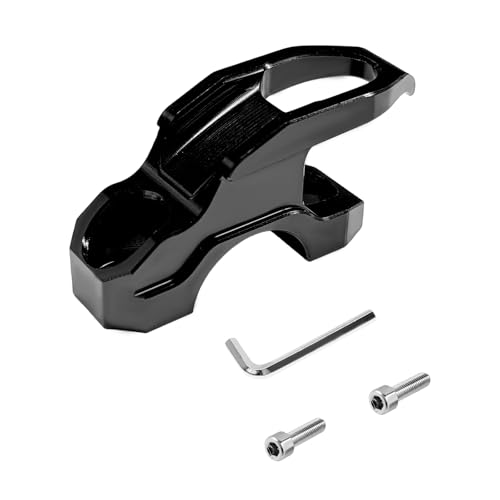 Motorcycle Handlebar Pump Hook, Aluminum Alloy Motorbike Handlebar Storage Hanger with Screws & Wrench, High-Strength Motorcycle Handle Hook for Hanging Helmet Gear Tool (Black) - color: Black