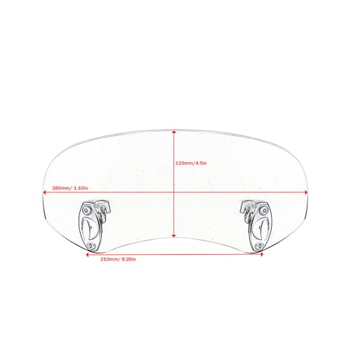 28.5cm Motorcycle Wind Deflector Clear Lens Adjustable Clip Windshield Extension Universal Fit for Most Motorcycle Scooter, White - size: Small-white