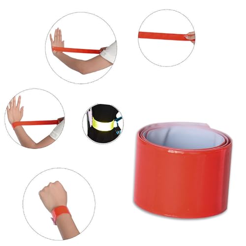 Reflective Armbands, High Reflector Bands Running Gears Elasticated Wristbands Arm Ankle Straps Belts Reflective Ankle Bands Cycling - color: Red