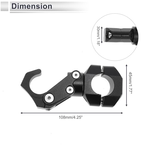 Motoforti Adjustable Universal Motorcycle Hanging Hook Rectangle Motorcycle Helmet Luggage Bag Holder Hanger for Scooters Bicycles Aluminum Alloy Black 1 Set 108mm