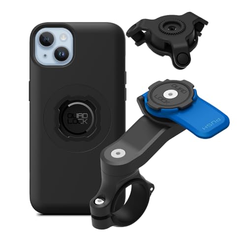 Quad Lock Motorcycle Handlebar Mount Kit with Vibration Dampener and MAG Phone Case for iPhone 14 Plus - size: iPhone 14 Plus