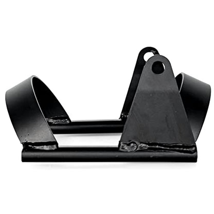 Camco Steel Universal Tire Fit Motorcycle Wheel Chock Mount for Truck Bed or Trailer Floor, Includes 2 Handlebar Straps