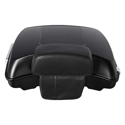 XFMT Motorcycle 5.5" Matte Black Razor Trunk Luggage W/Backrest Pad + Chrome Mount Rack For Harley Touring Road King Street Glide Road Glide Electra Glide Ultra Classic 2014-Later - color: Matte Black Set 3
