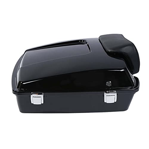 TCMT 5.5" Razor Motorcycle Trunk Box Backrest Pad Two Up Mounting Rack Metal Base Plate Fit For Harley Touring 2009-2013 Road Glide Road King Street Glide Pack - color: Chrome Lacthes Trunk+Pad+Chrome 2 up Rack+Plate