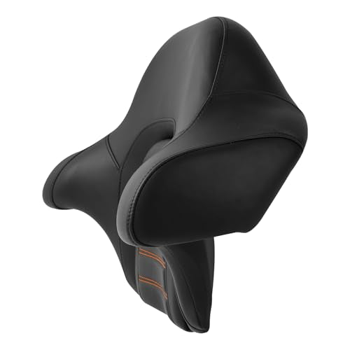 HR3 Wrap Around Backrest Pad for King Trunk Chopped Trunk Compatible with 2014-later Harley Touring Road King Road Glide Street Glide Electra Glide (Orange Stitches) - color: Orange Stitches